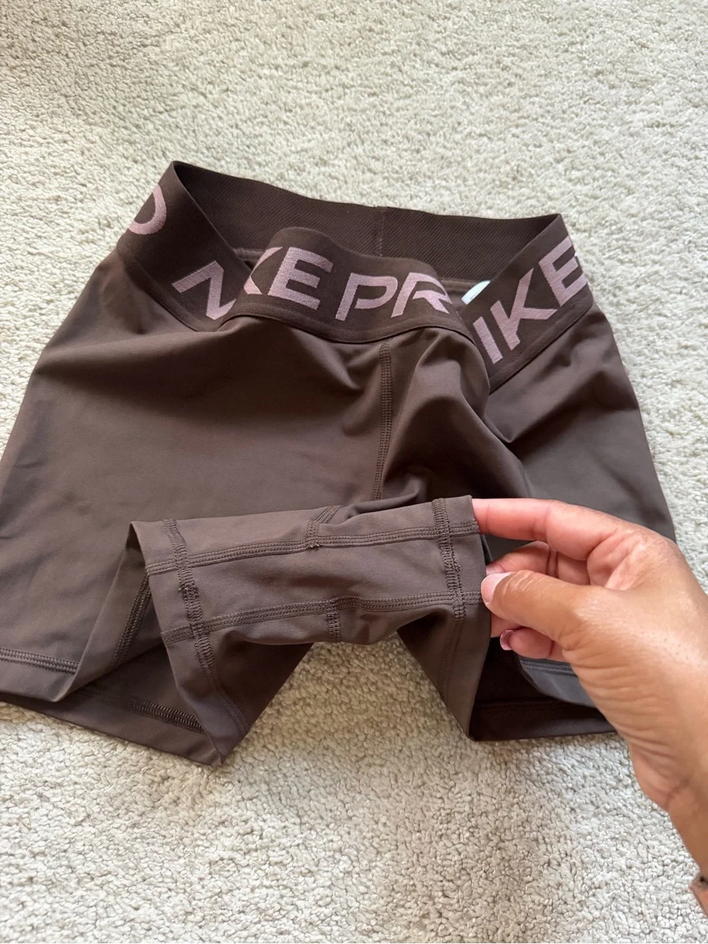 Nike Pro Women's Brown Training Bike Shorts with Logo